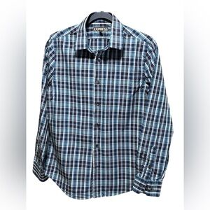 Express Men's Blue Plaid Shirt Size Small